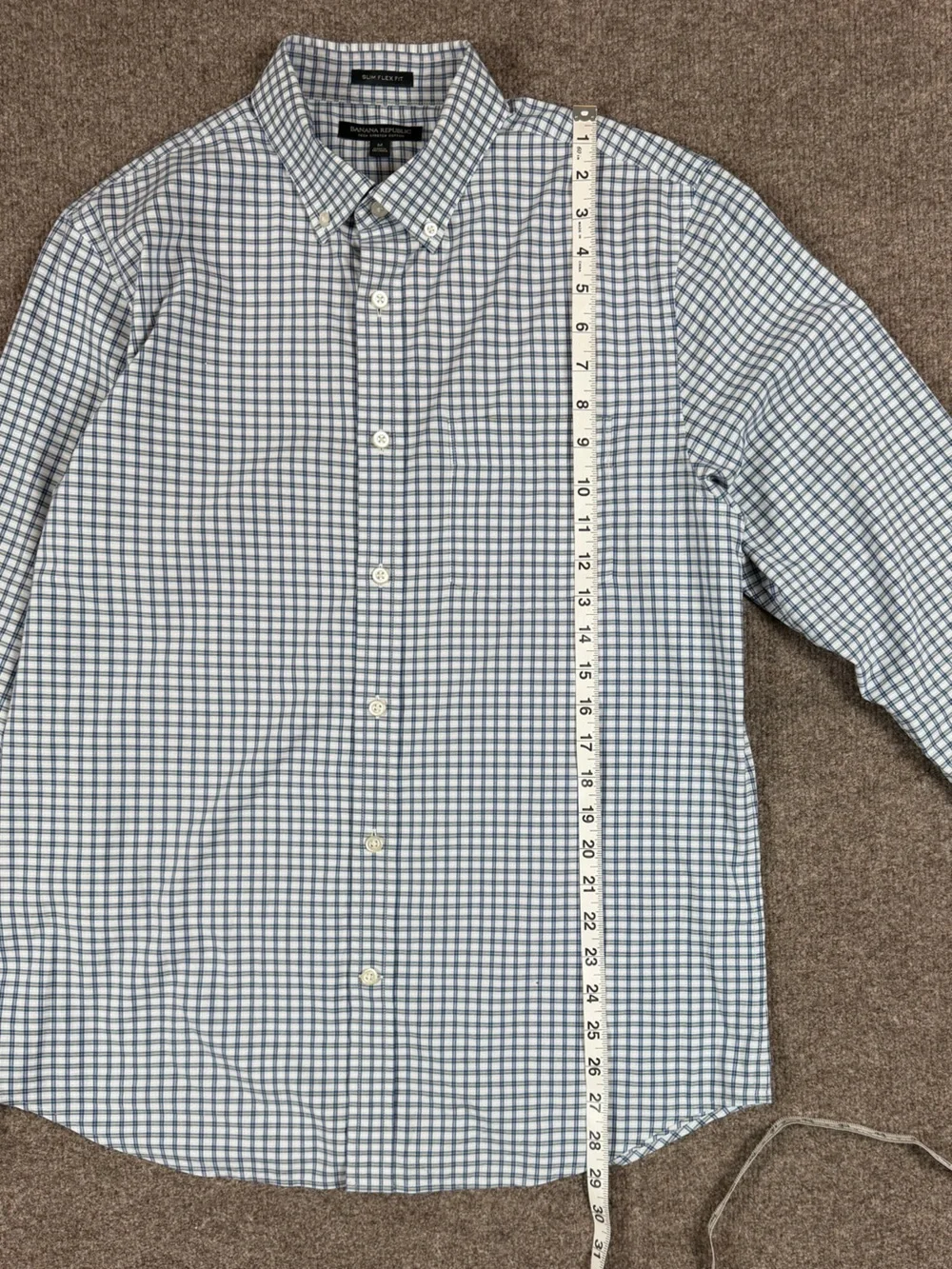 Banana Republic Blue Checkered Button Up Long Sleeve Shirt Men’s M Slim Flex Fit